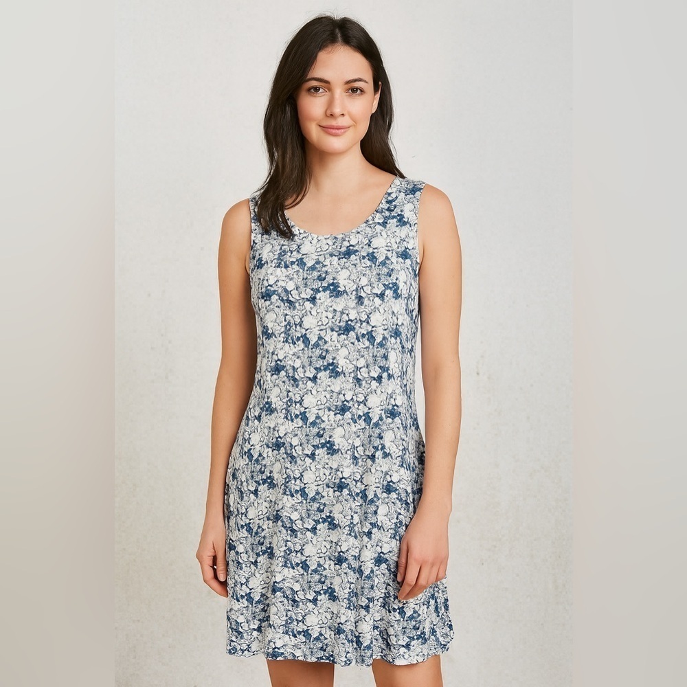 BFA Classics Blue Floral Sleeveless Dress Size 2X